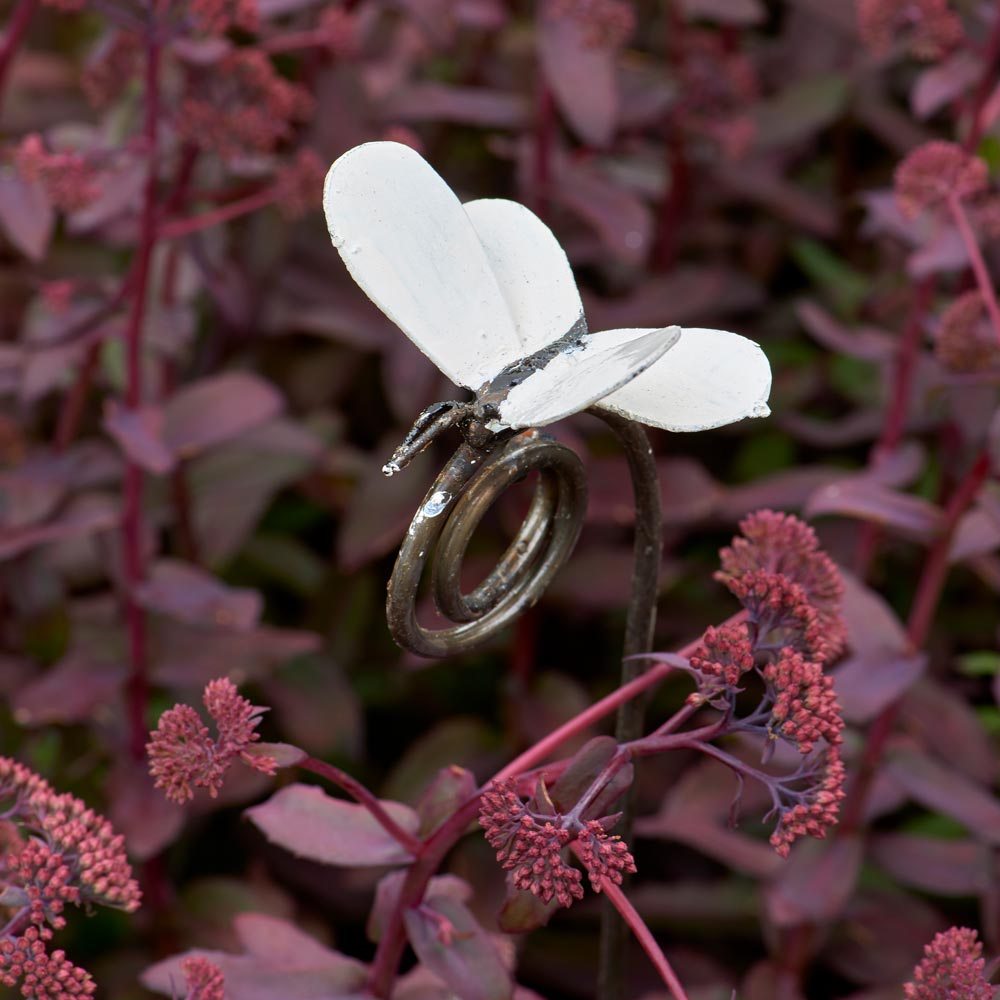 White Butterfly Garden Stake - Set Of 2