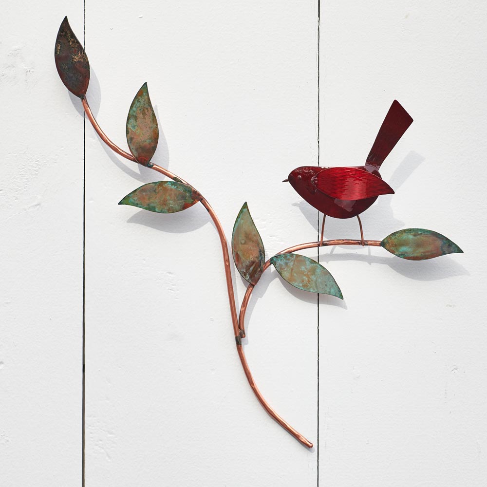 Red Bird Copper Wall Art