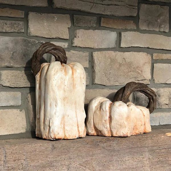 Stone Square Pumpkin Pair