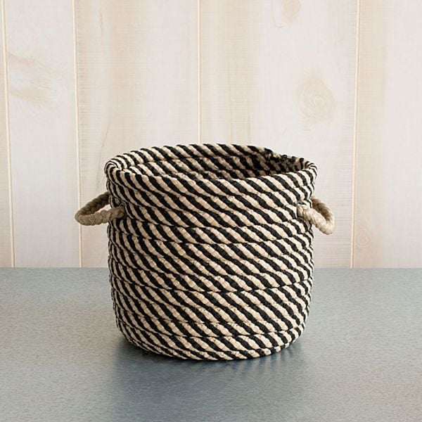  Black & Tan Rope Basket, Small