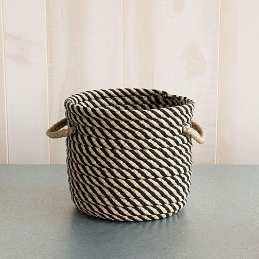  Black & Tan Rope Basket, Small