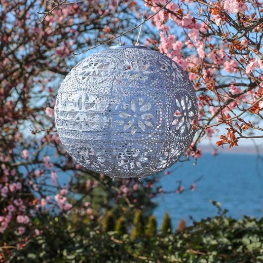  Radiant Solar Globe Lantern - Large, Metallic Blue