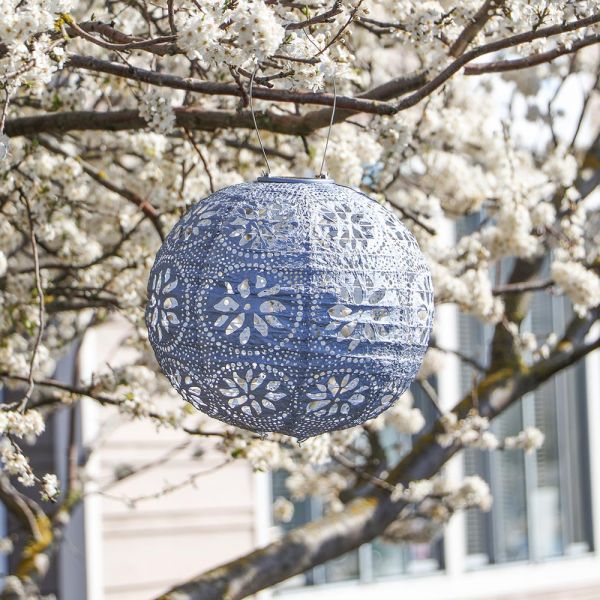  Radiant Solar Globe Lantern - Large, Metallic Blue