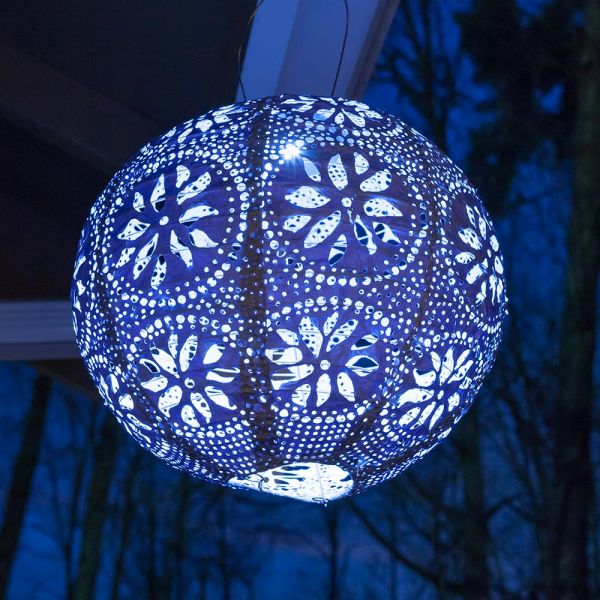  Radiant Solar Globe Lantern - Large, Metallic Blue