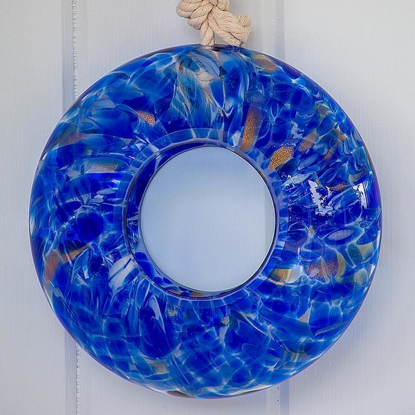  Blue Glass Bird Feeder & Sun Catcher