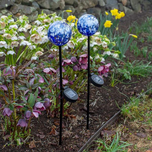  Blown-Glass Solar Orb Stakes