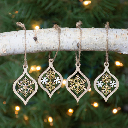  Box Of Sparkling Snowdrops Ornament Set